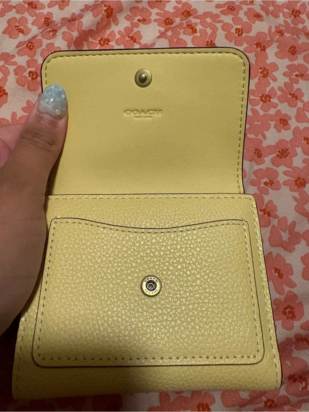 Yellow Women’s Pebbled Leather Wallet with Gold Accent
